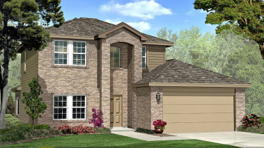 Exterior rendering of two story modern brick home
