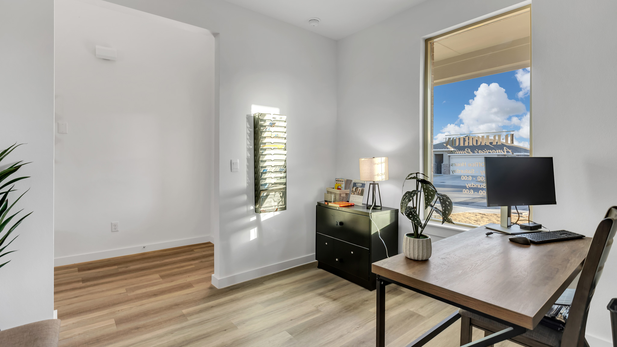 Spacious study room with front window