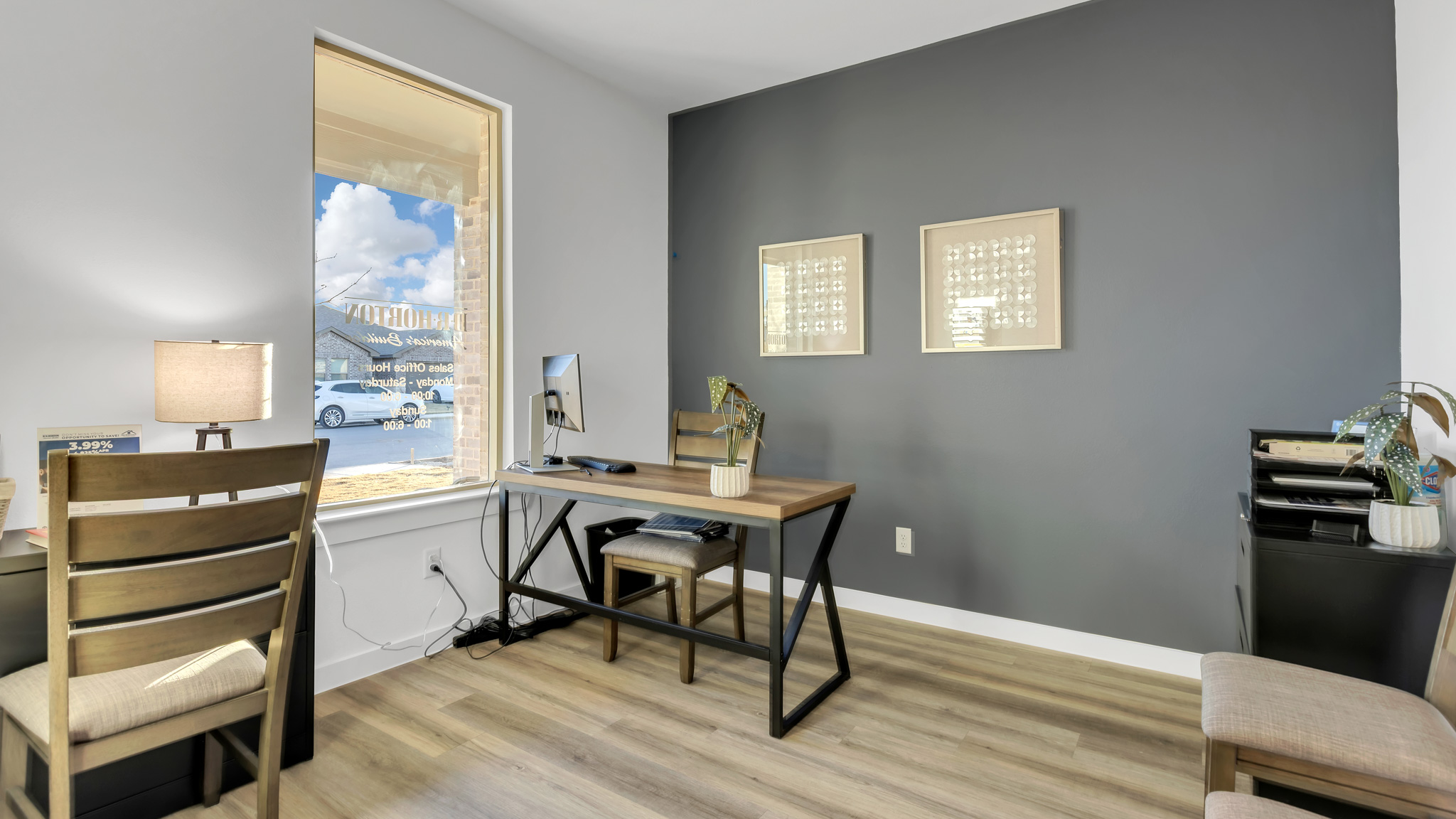 downstairs study room with front window