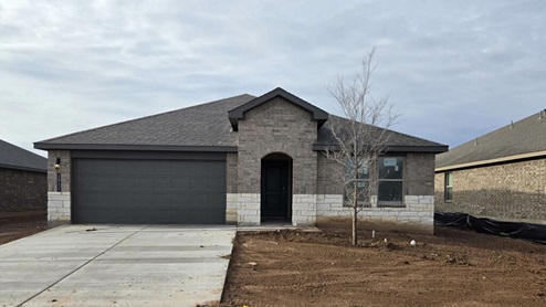 Viridian single story homes with gray brick and white stone