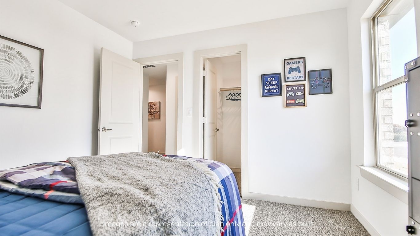 Primary bedroom with private attached bathroom and walk-in closet