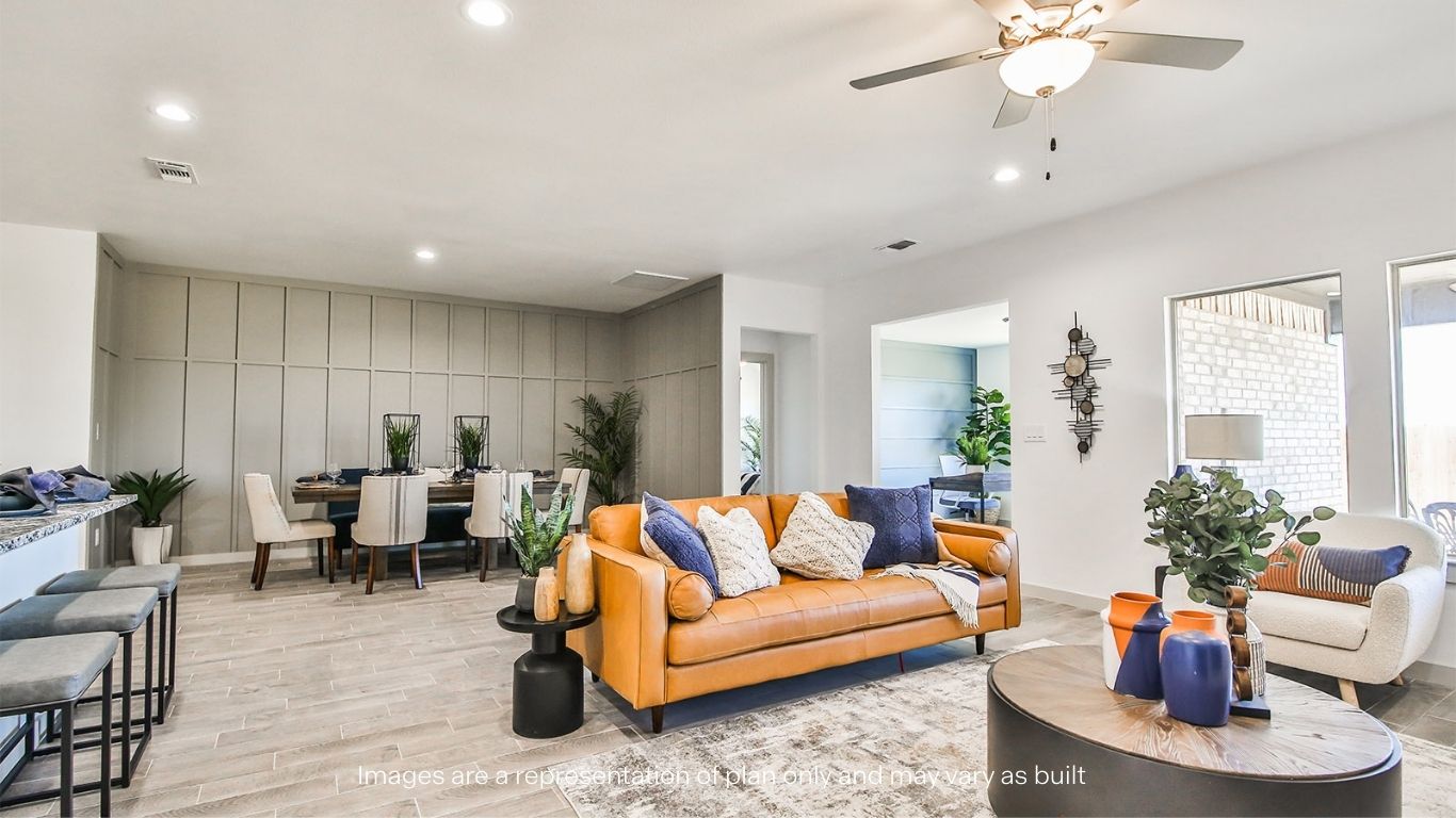 Open concept kitchen, living, family, and dining room space