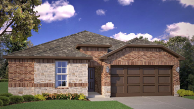Exterior rendering of single story modern brick style home