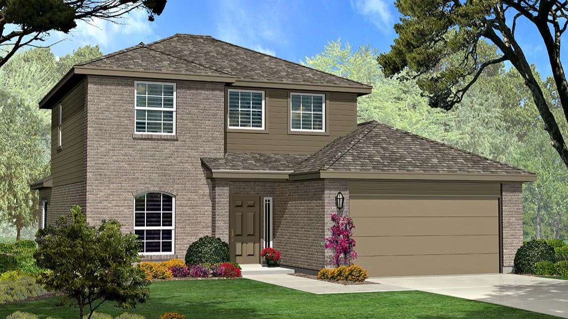 Exterior rendering of two story modern brick home