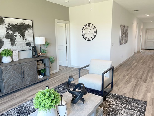 Living area facing entry way