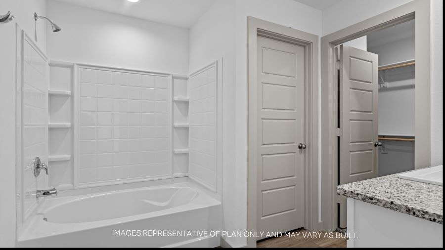 Primary bathroom with private water closet and walk-in closet