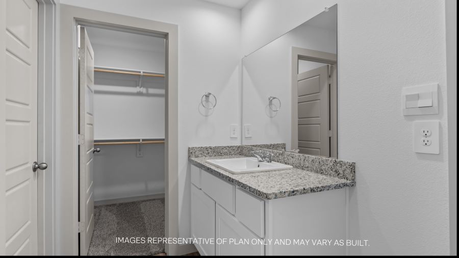 Primary bathroom with private water closet and walk-in closet