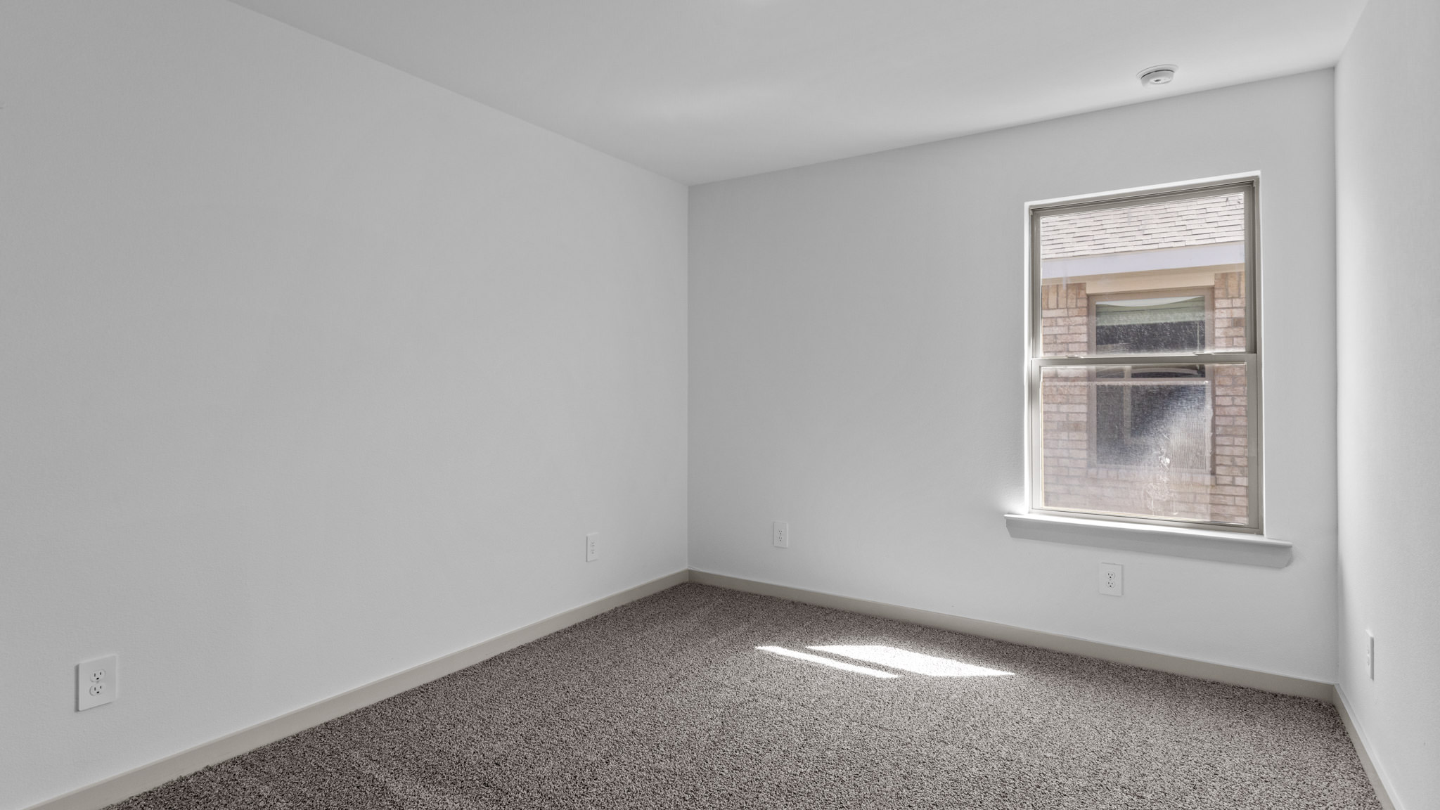 Guest bedroom with plush carpet
