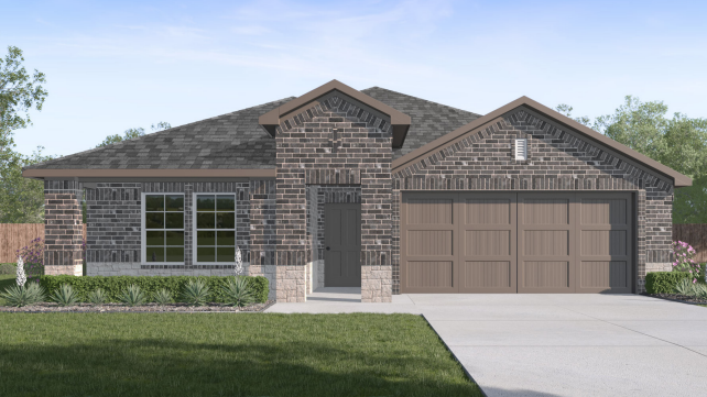 Exterior rendering of single story modern brick style home