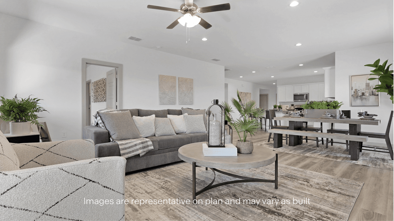 Open living and family room area with ample natural light