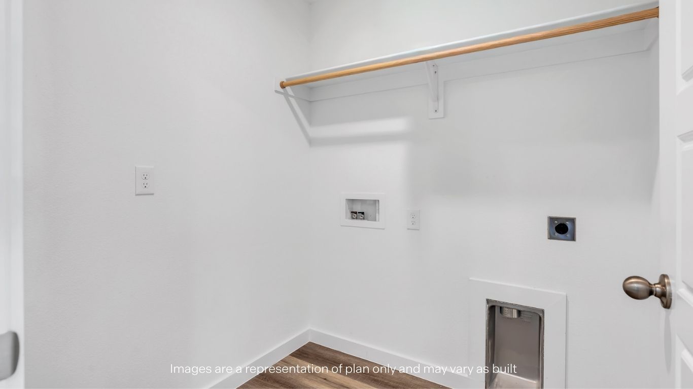 utility closet for washer and dryer hookups, extra storage space shelf above.