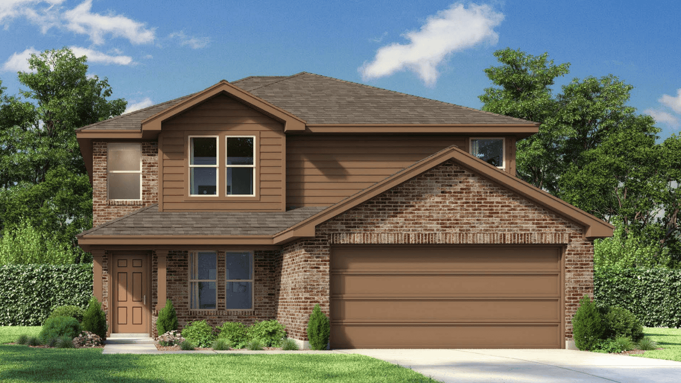 Exterior rendering of two story modern brick home