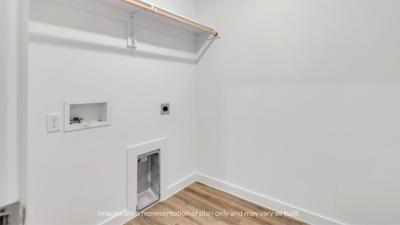 utility closet for washer and dryer hookups, extra storage space shelf above.