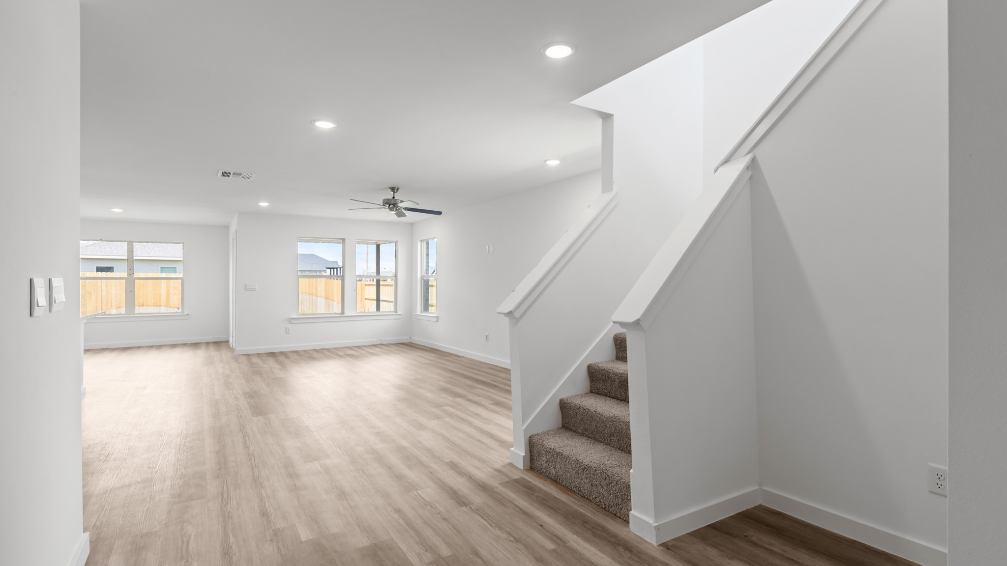 Open concept living, family, dining, and kitchen space