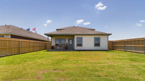 spacious backyard fully fenced with sod