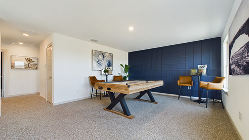 Upstairs Loft area with plush carpet and recessed lighting