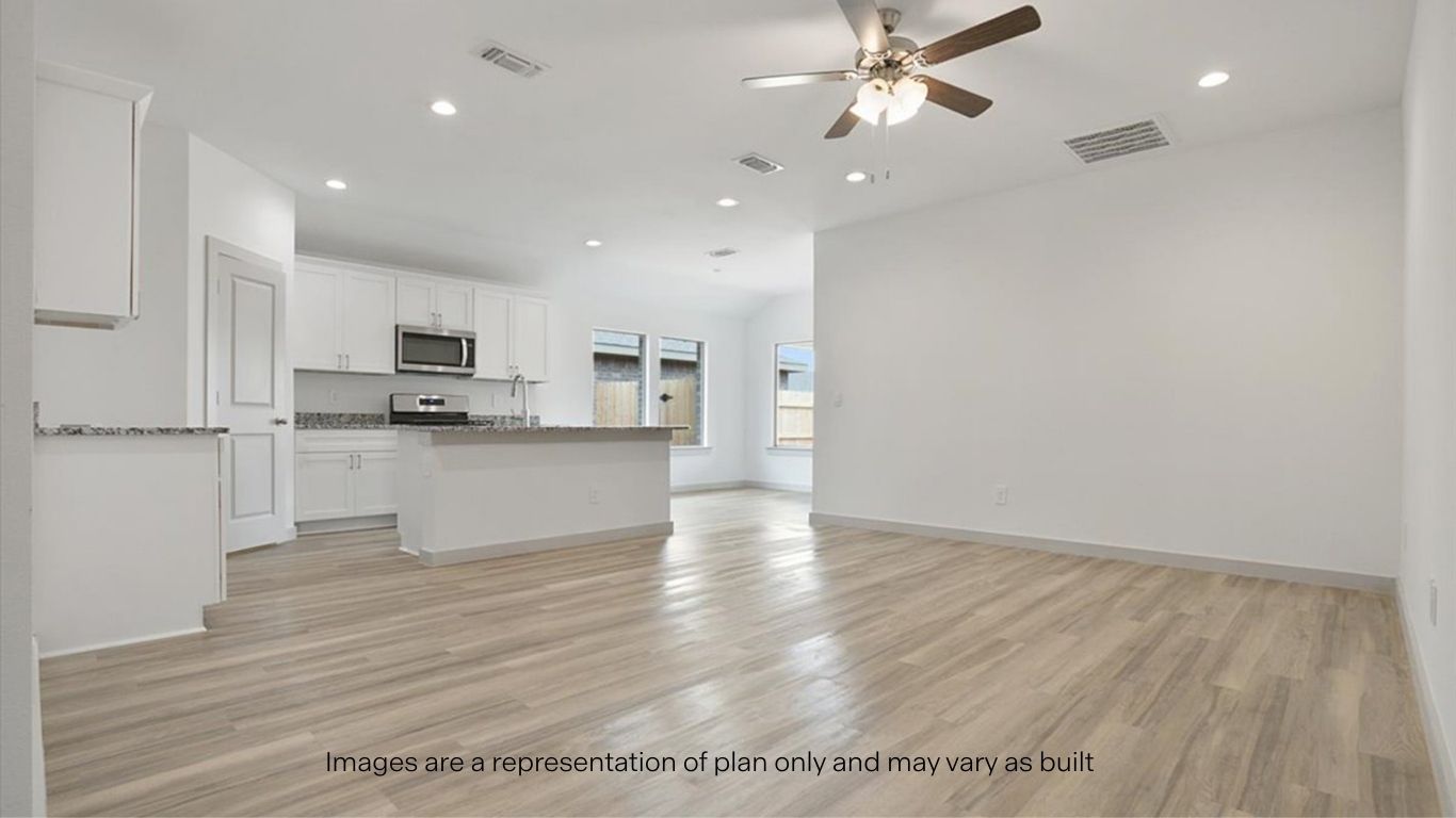 Open concept kitchen, living, family, and dining room space