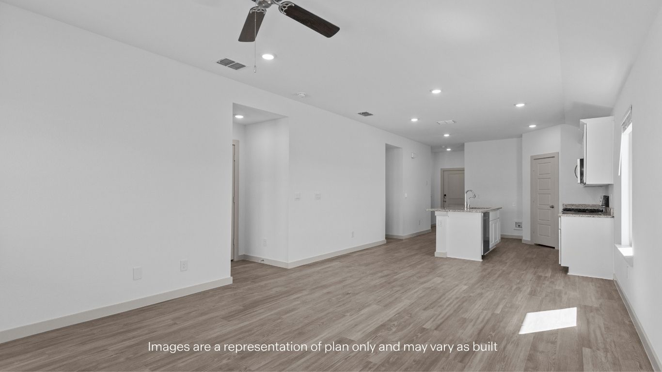 Open concept kitchen, living, family, and dining room space