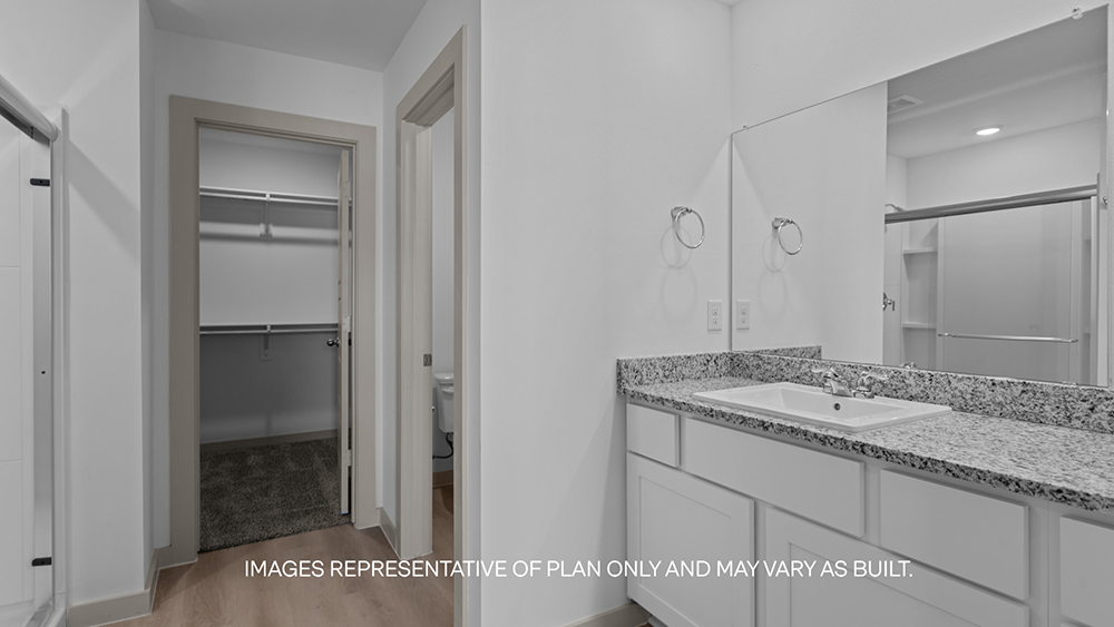 Primary bathroom with private water closet and walk-in closet