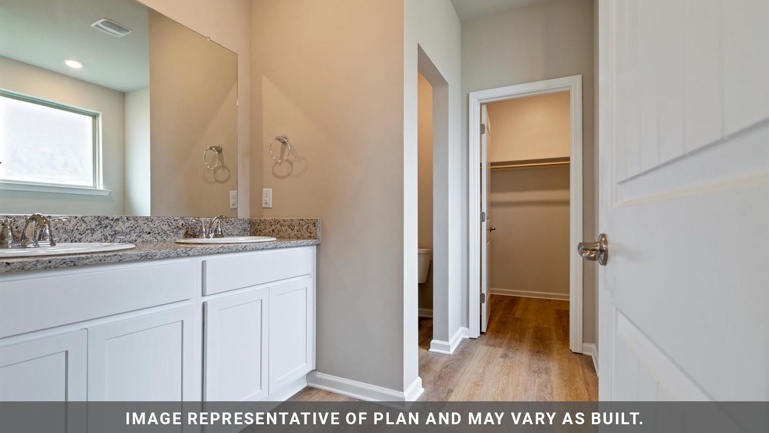 Primary bathroom with private water closet and walk-in closet
