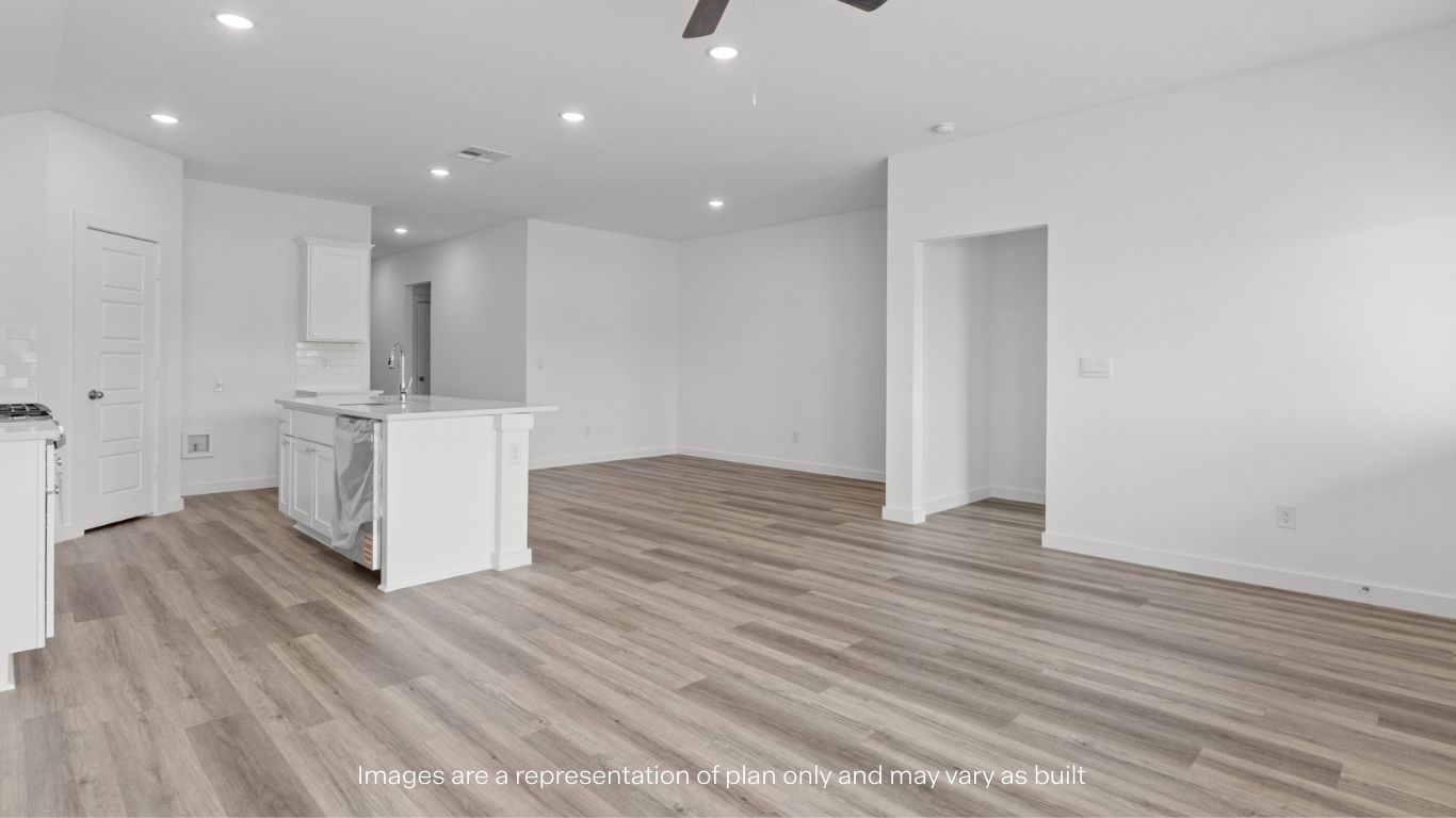 Open concept kitchen, living, family, and dining room space