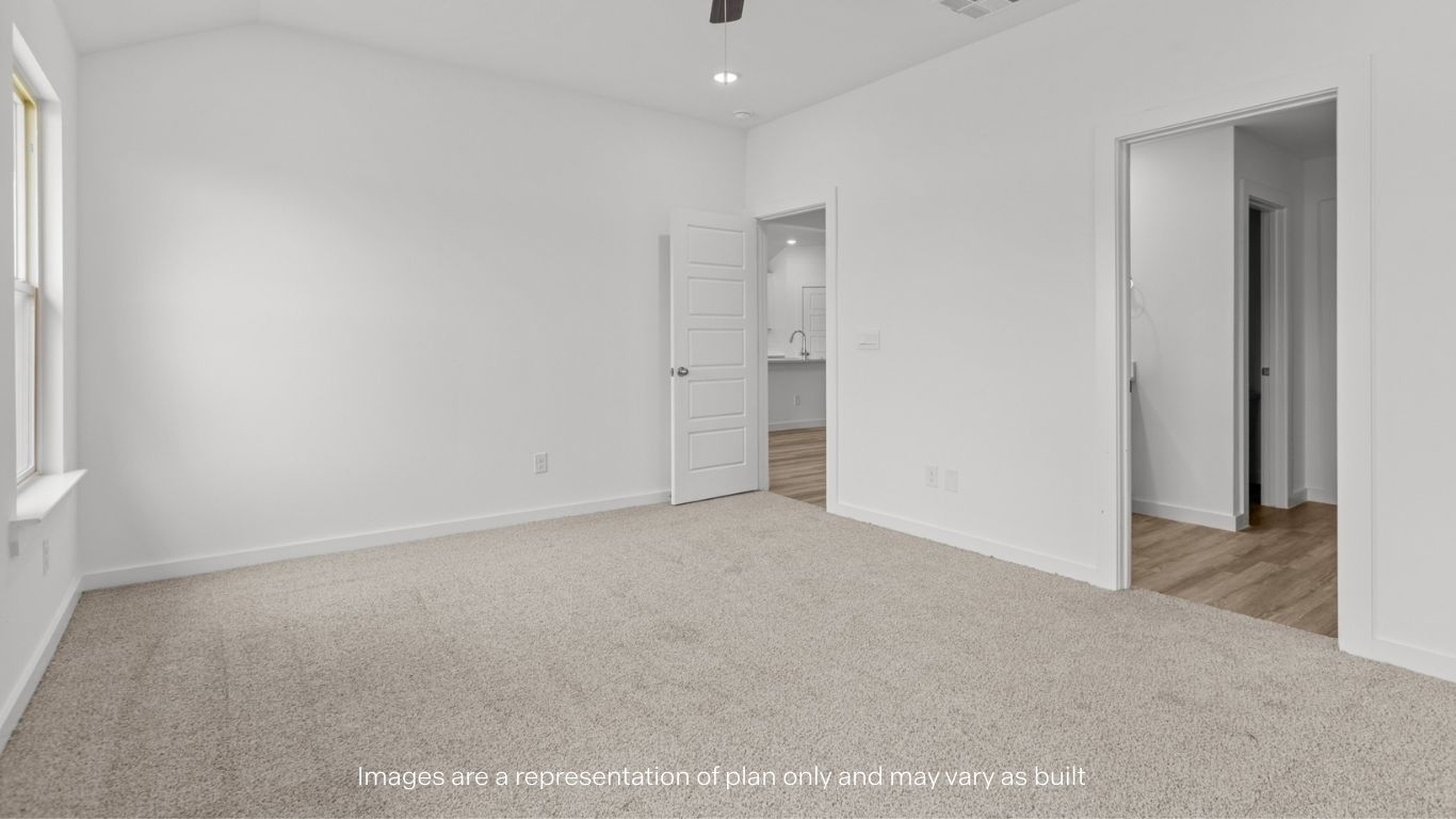 Primary bedroom with private attached bathroom and walk-in closet