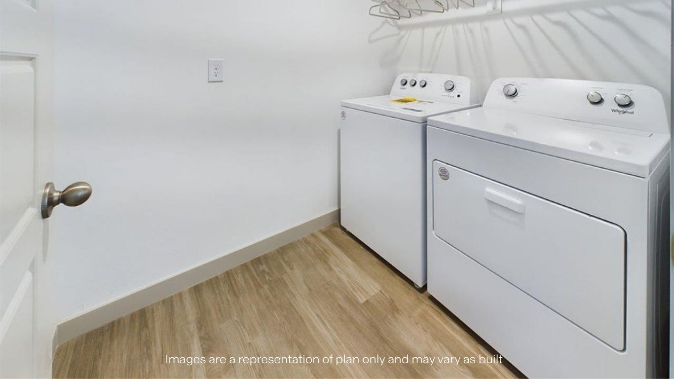 utility closet for washer and dryer hookups, extra storage space shelf above.