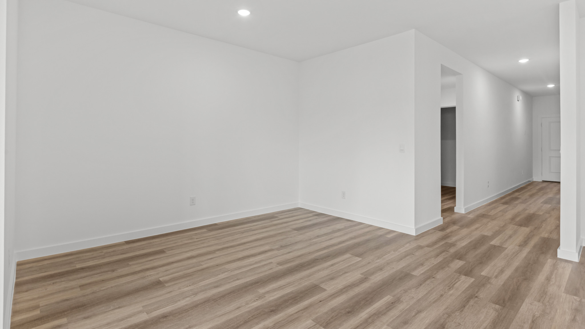 Entry way, white interior, vinyl plank flooring