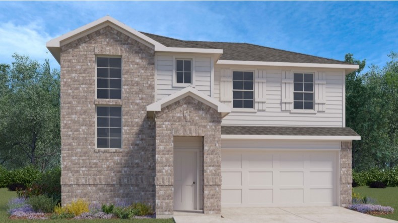 Exterior rendering of two story modern brick home