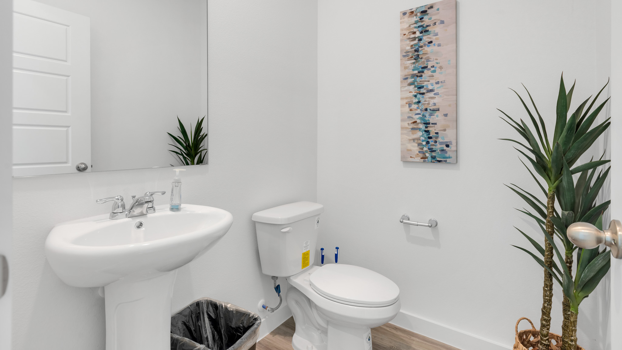 Half bathroom between common spaces