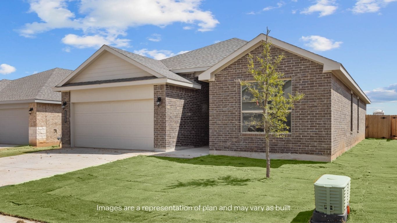 Side view of single story timeless brick home