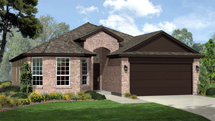 Exterior rendering of single story modern brick style home
