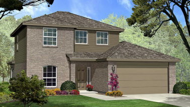 Exterior rendering of two story modern brick home