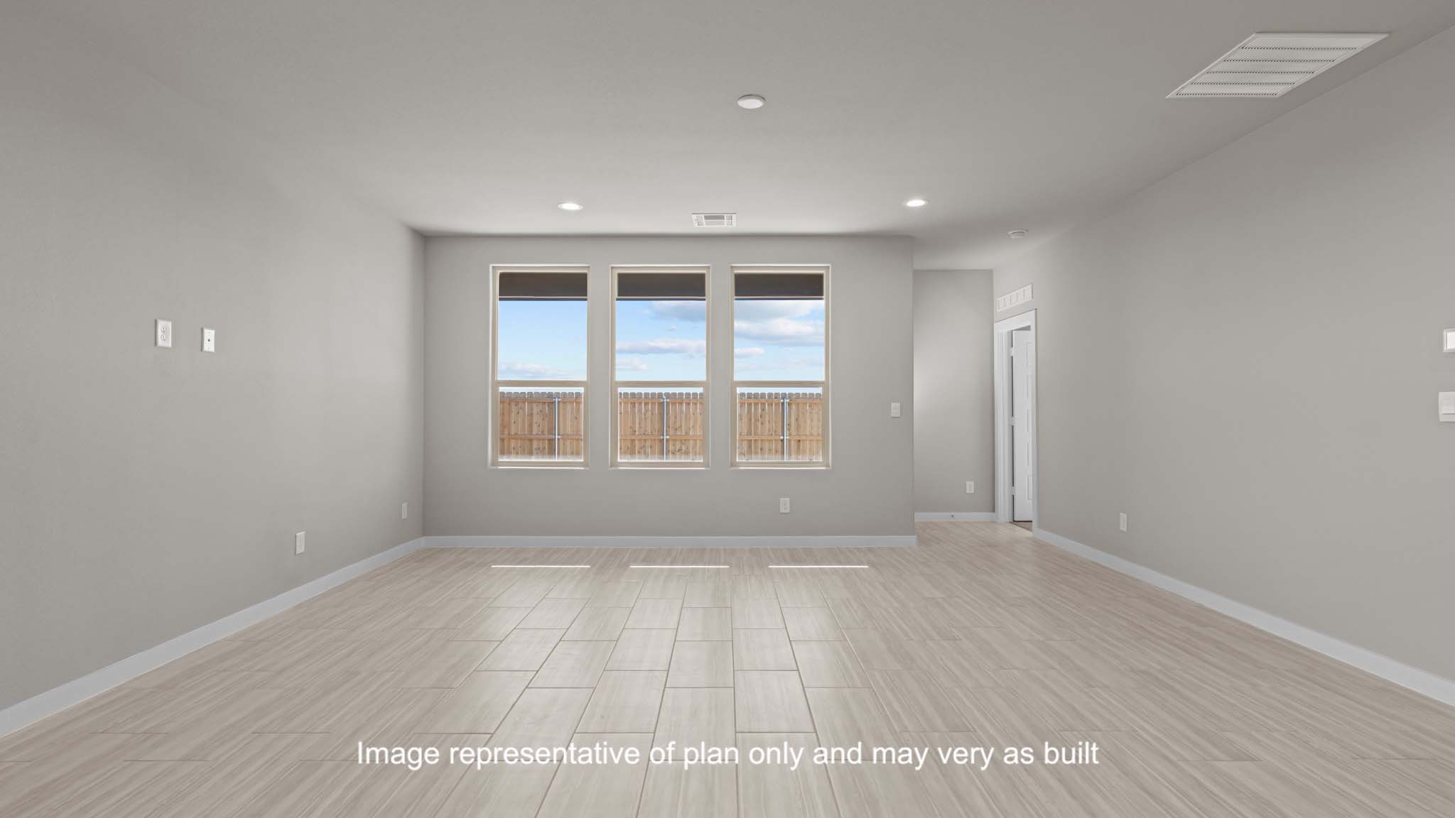 Spacious living and family room with ample lighting