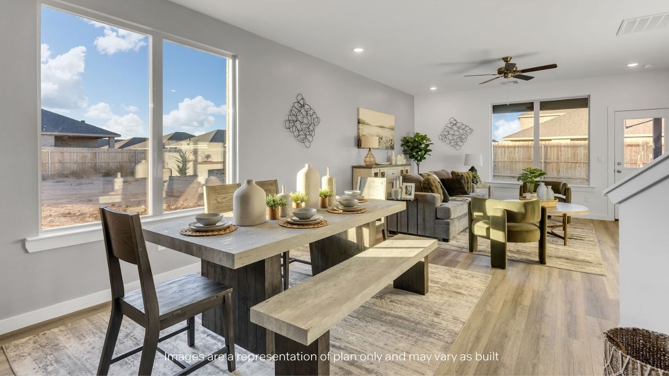Open concept kitchen, living, family, and dining room space
