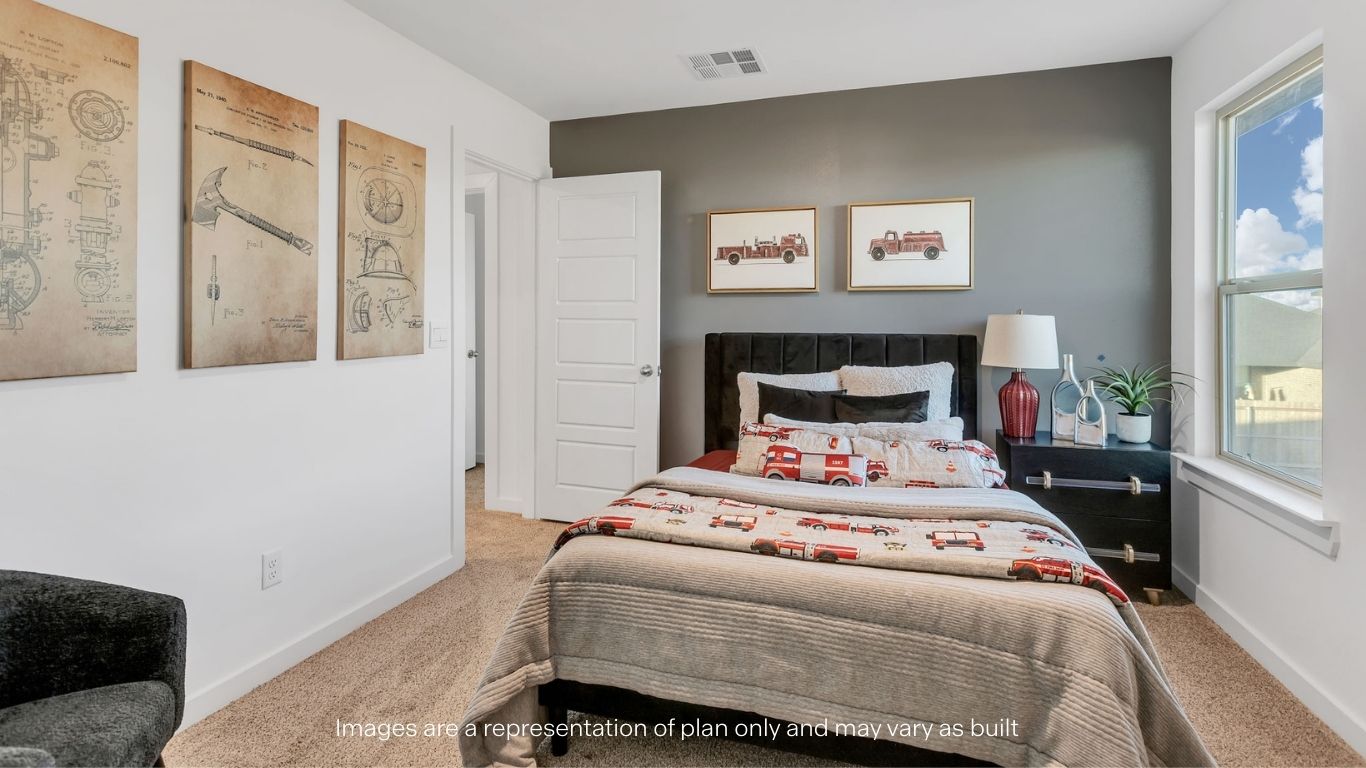 Guest bedroom 3 with plush carpet floors and spacious closet