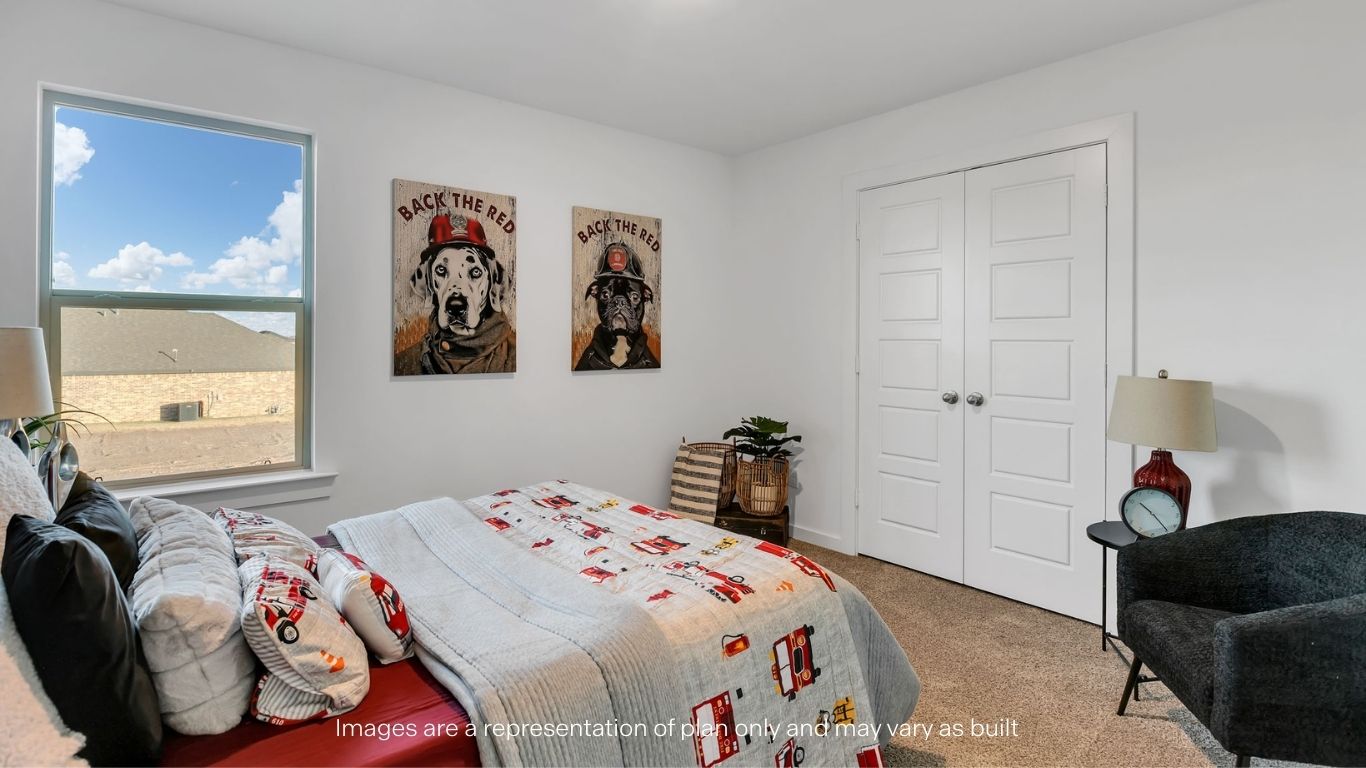 Guest bedroom 3 with plush carpet floors and spacious closet