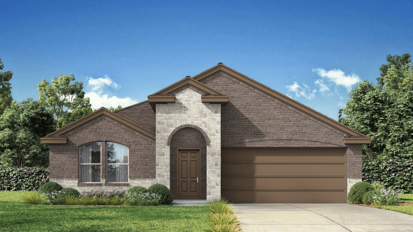 Exterior rendering of single story modern brick style home