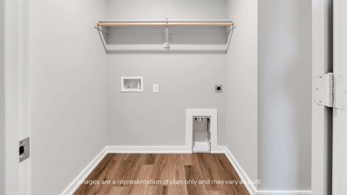 utility closet for washer and dryer hookups, extra storage space shelf above.