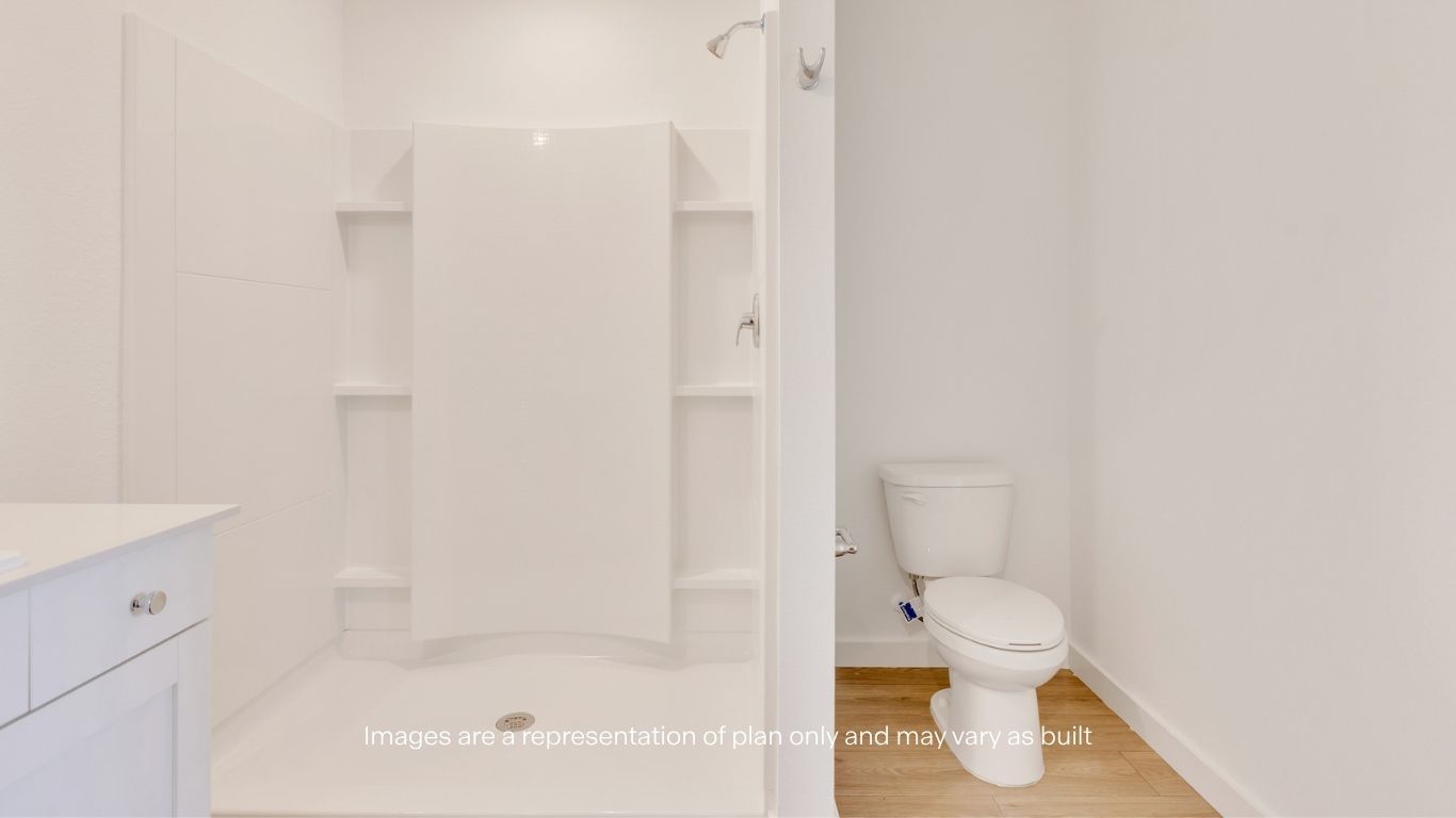Primary bathroom with private water closet and walk-in closet