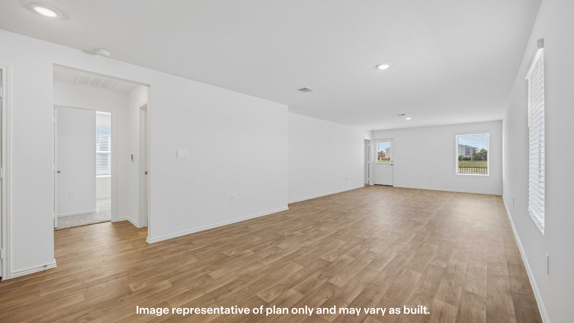 Open concept kitchen, living, family, and dining room space