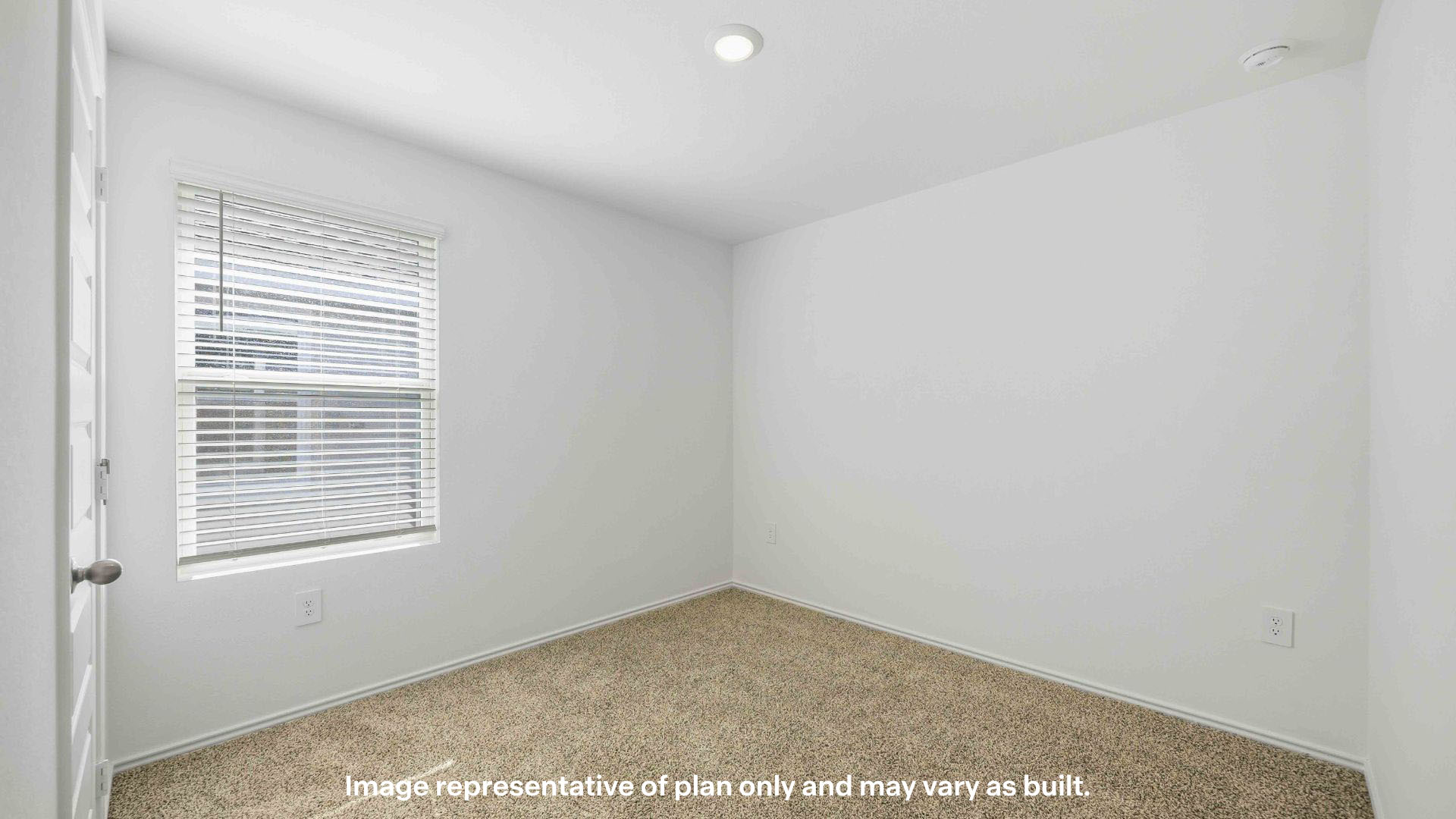 Guest bedroom 2 with side window and plush carpet floor