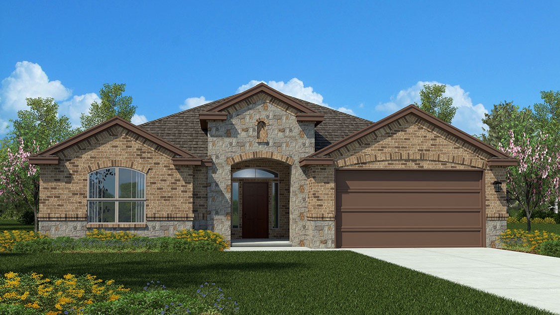 rendering of single story brick home
