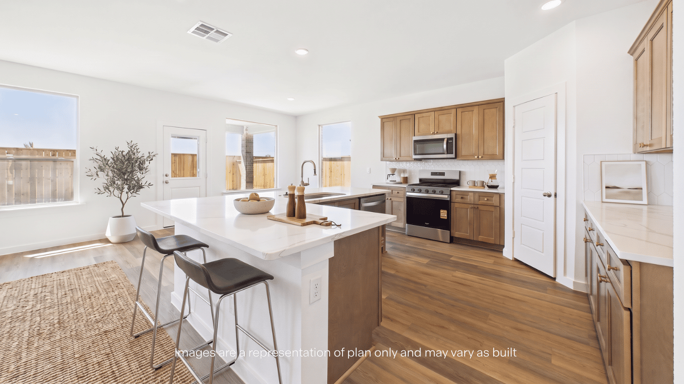 open concept kitchen and dinning area with ample light