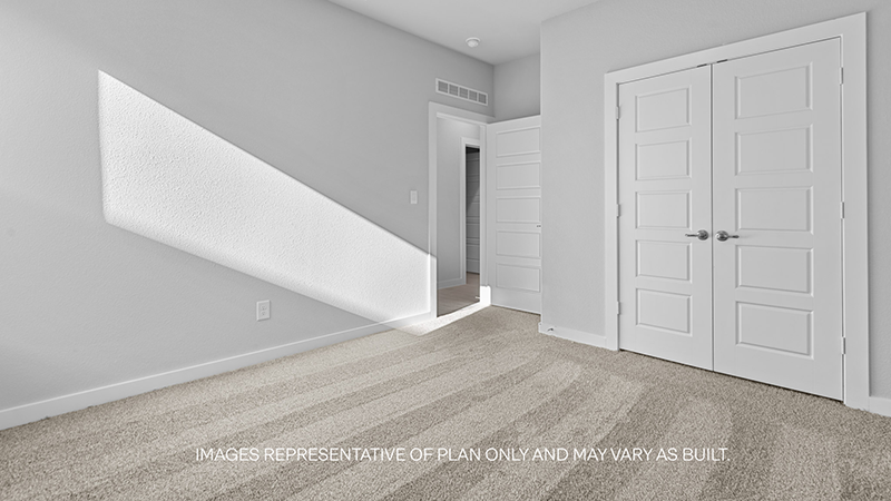 guest bed with plush carpet and spacious closet