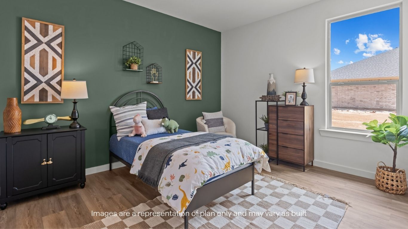 Guest bedroom 3 with side window and plush carpet floor