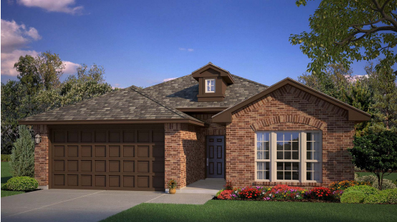 Exterior rendering of single story modern brick style home