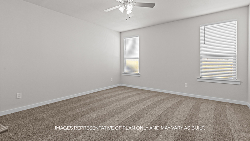 primary bedroom with plush carpet and windows overlooking the backyard