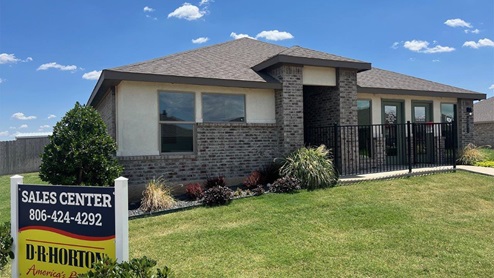Single Story home with brick, covered patio and 2 car garage