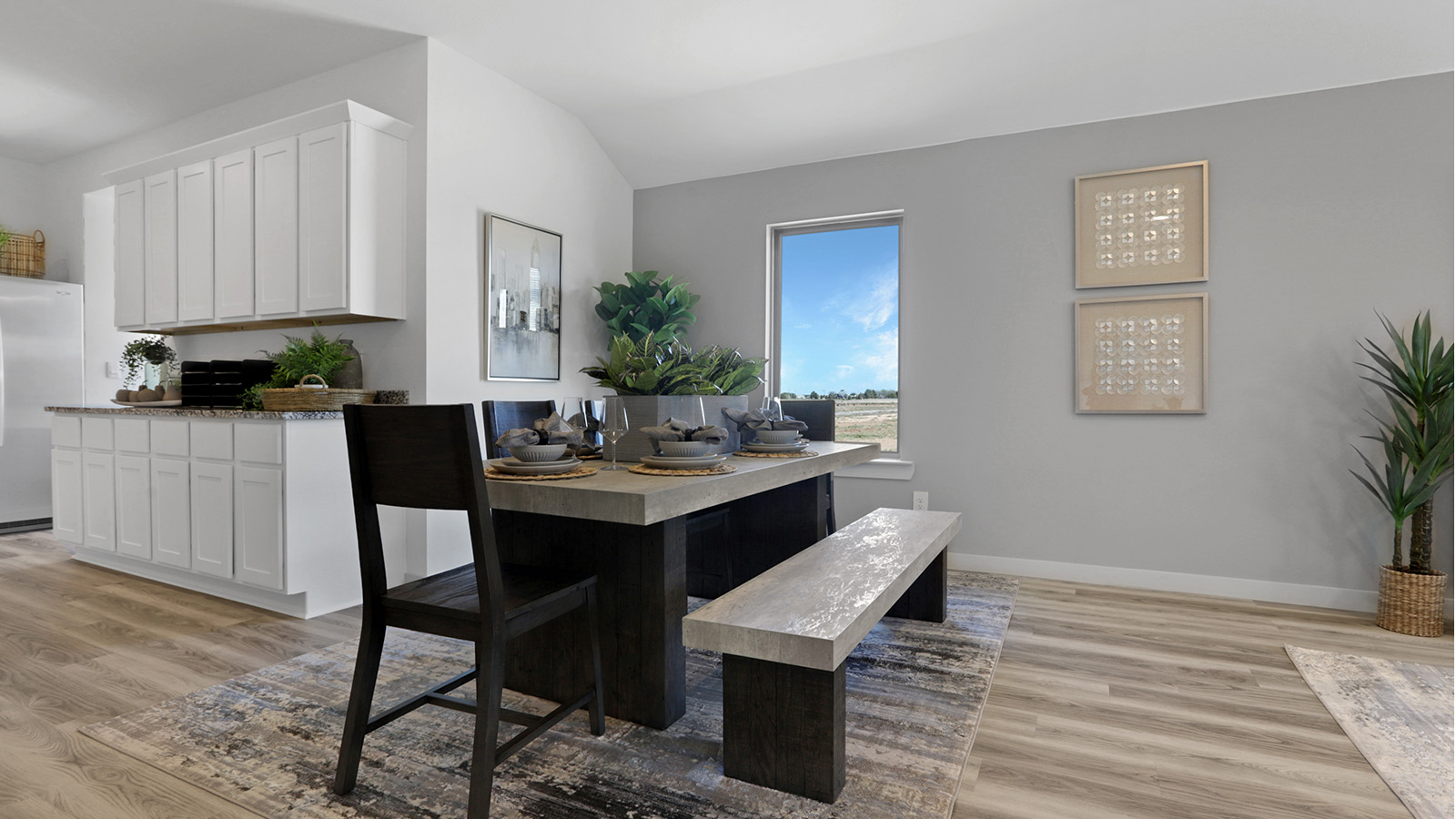 Dining area with open concept and window